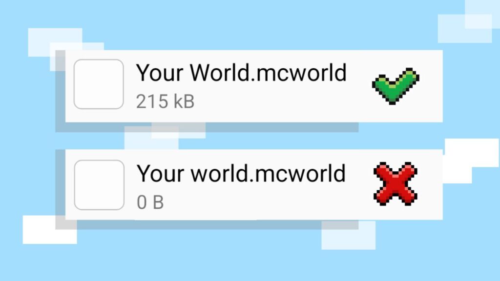 A successful export has 1 kb or more, while an unsuccessful export has 0 MB.